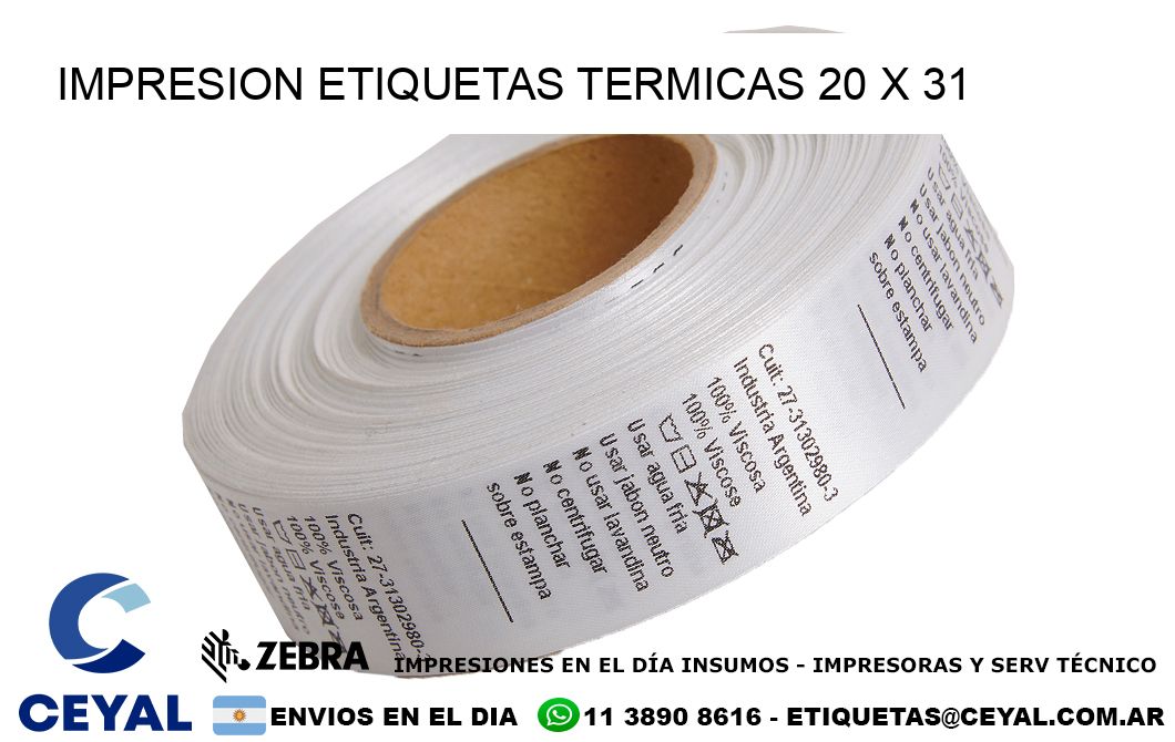 IMPRESION ETIQUETAS TERMICAS 20 x 31