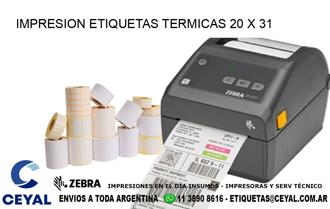 IMPRESION ETIQUETAS TERMICAS 20 x 31