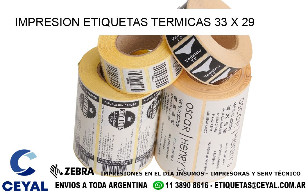 IMPRESION ETIQUETAS TERMICAS 33 x 29