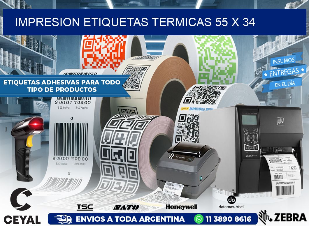 IMPRESION ETIQUETAS TERMICAS 55 x 34