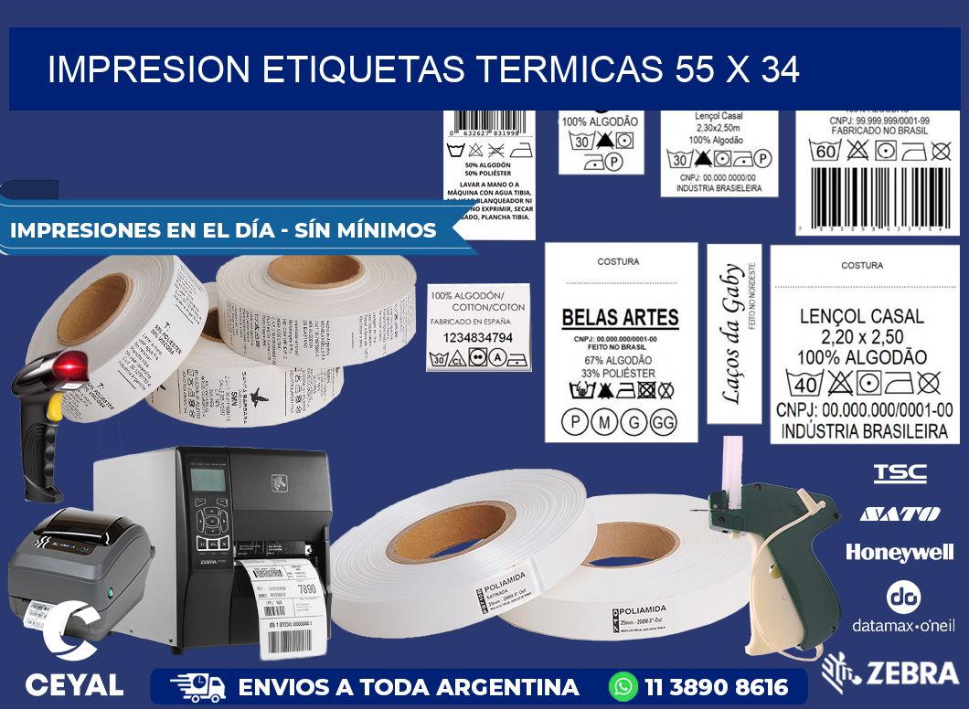 IMPRESION ETIQUETAS TERMICAS 55 x 34