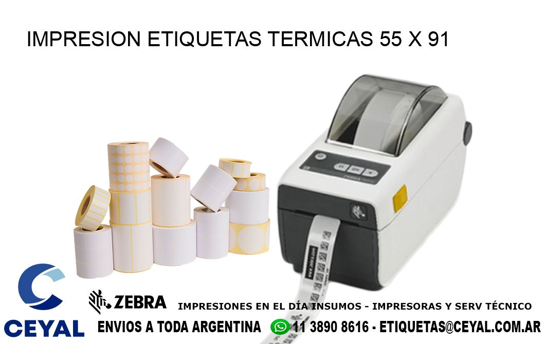 IMPRESION ETIQUETAS TERMICAS 55 x 91