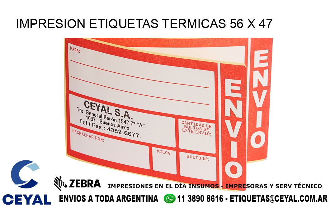 IMPRESION ETIQUETAS TERMICAS 56 x 47