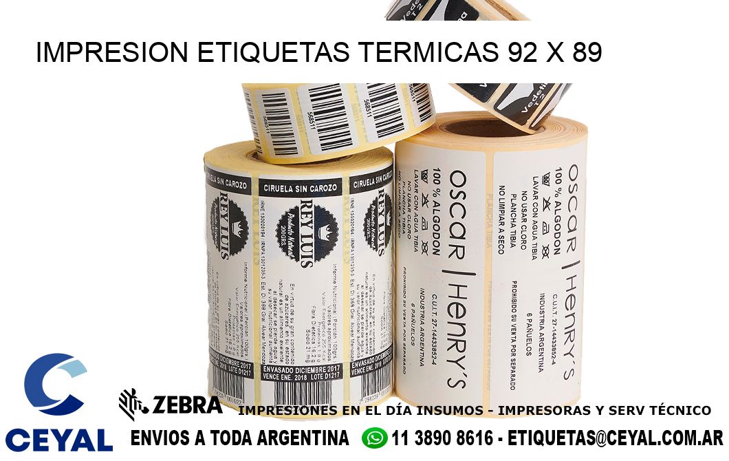 IMPRESION ETIQUETAS TERMICAS 92 x 89