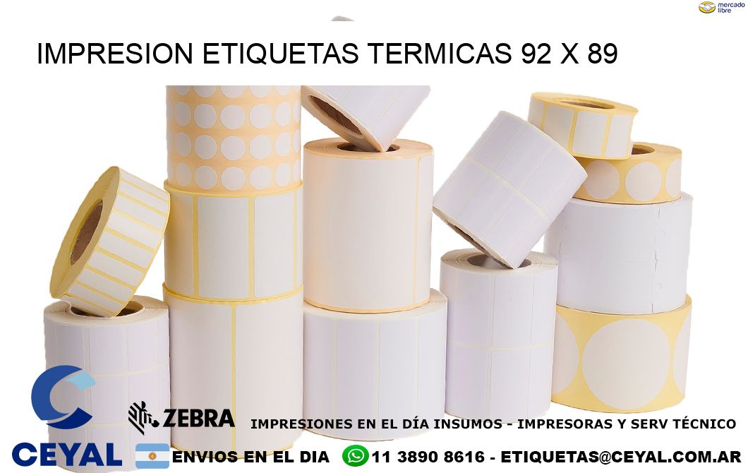 IMPRESION ETIQUETAS TERMICAS 92 x 89