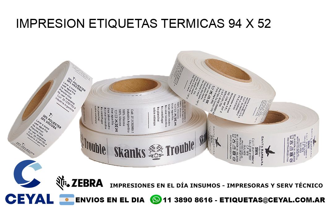 IMPRESION ETIQUETAS TERMICAS 94 x 52