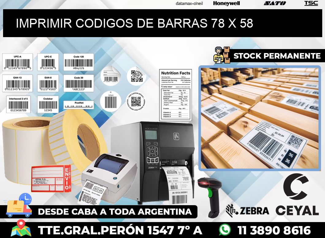IMPRIMIR CODIGOS DE BARRAS 78 x 58
