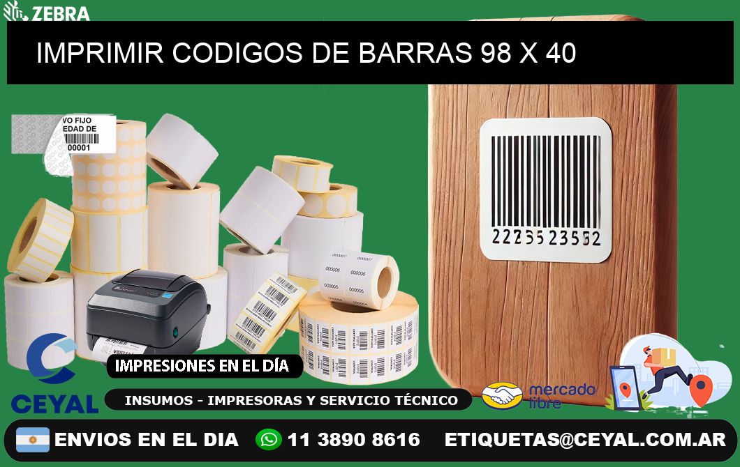 IMPRIMIR CODIGOS DE BARRAS 98 x 40