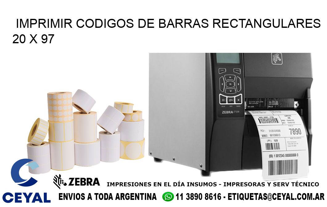 IMPRIMIR CODIGOS DE BARRAS RECTANGULARES 20 x 97
