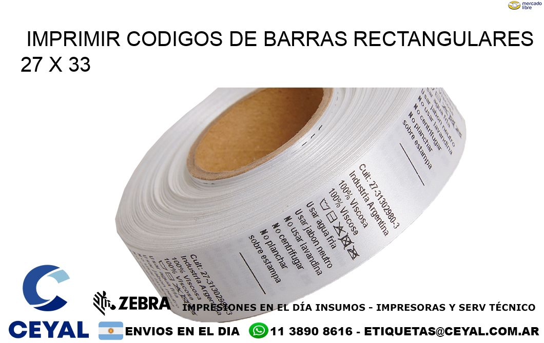 IMPRIMIR CODIGOS DE BARRAS RECTANGULARES 27 x 33