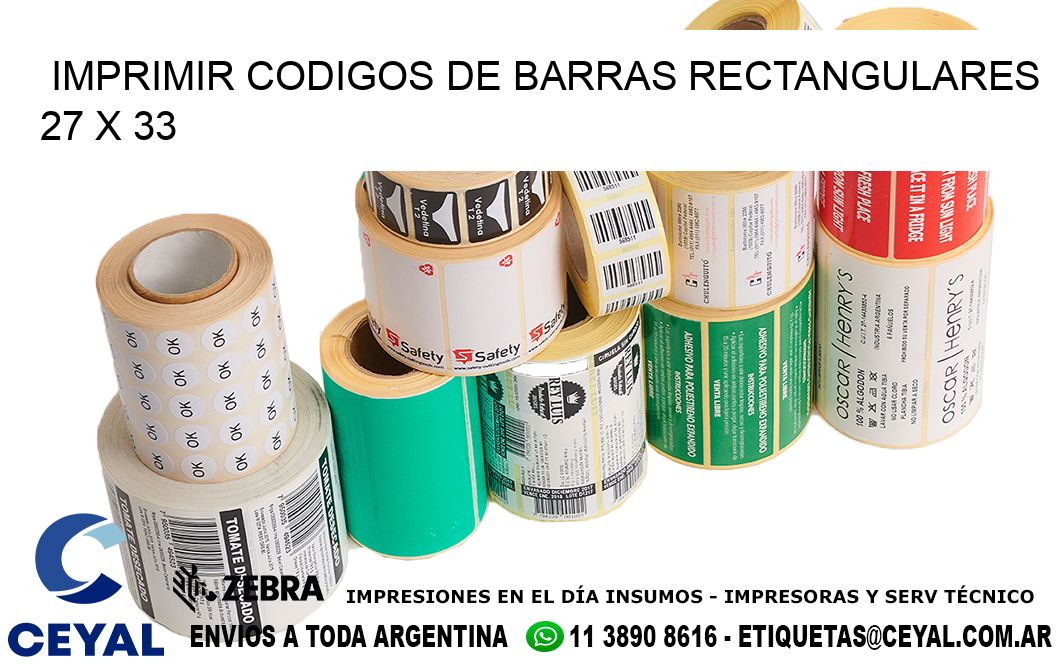 IMPRIMIR CODIGOS DE BARRAS RECTANGULARES 27 x 33