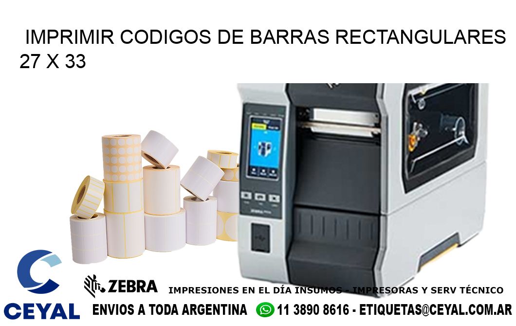 IMPRIMIR CODIGOS DE BARRAS RECTANGULARES 27 x 33