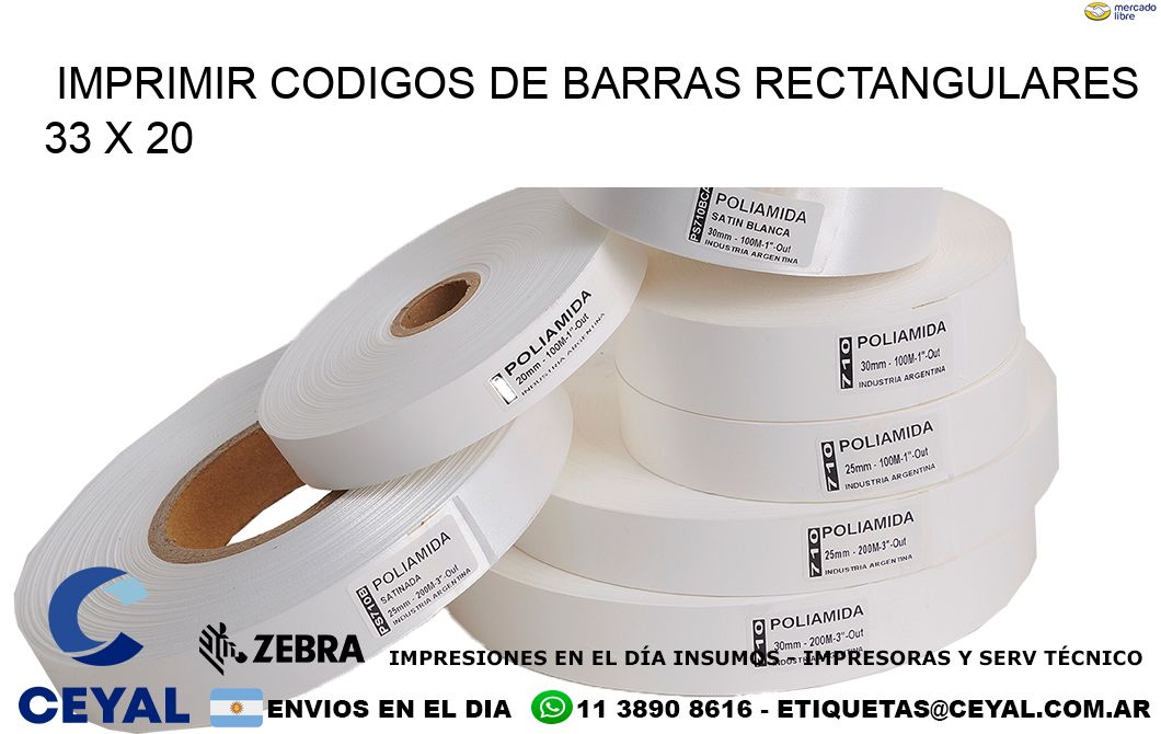 IMPRIMIR CODIGOS DE BARRAS RECTANGULARES 33 x 20