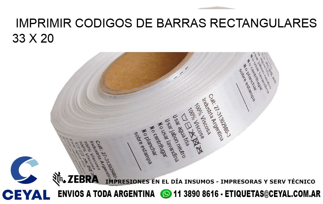 IMPRIMIR CODIGOS DE BARRAS RECTANGULARES 33 x 20