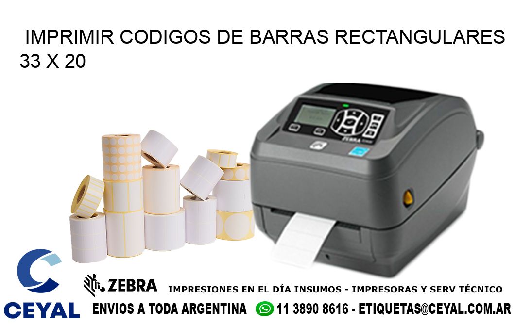 IMPRIMIR CODIGOS DE BARRAS RECTANGULARES 33 x 20