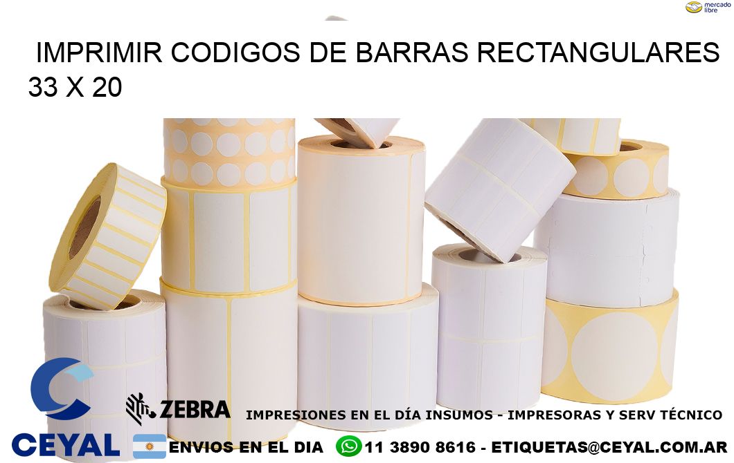 IMPRIMIR CODIGOS DE BARRAS RECTANGULARES 33 x 20
