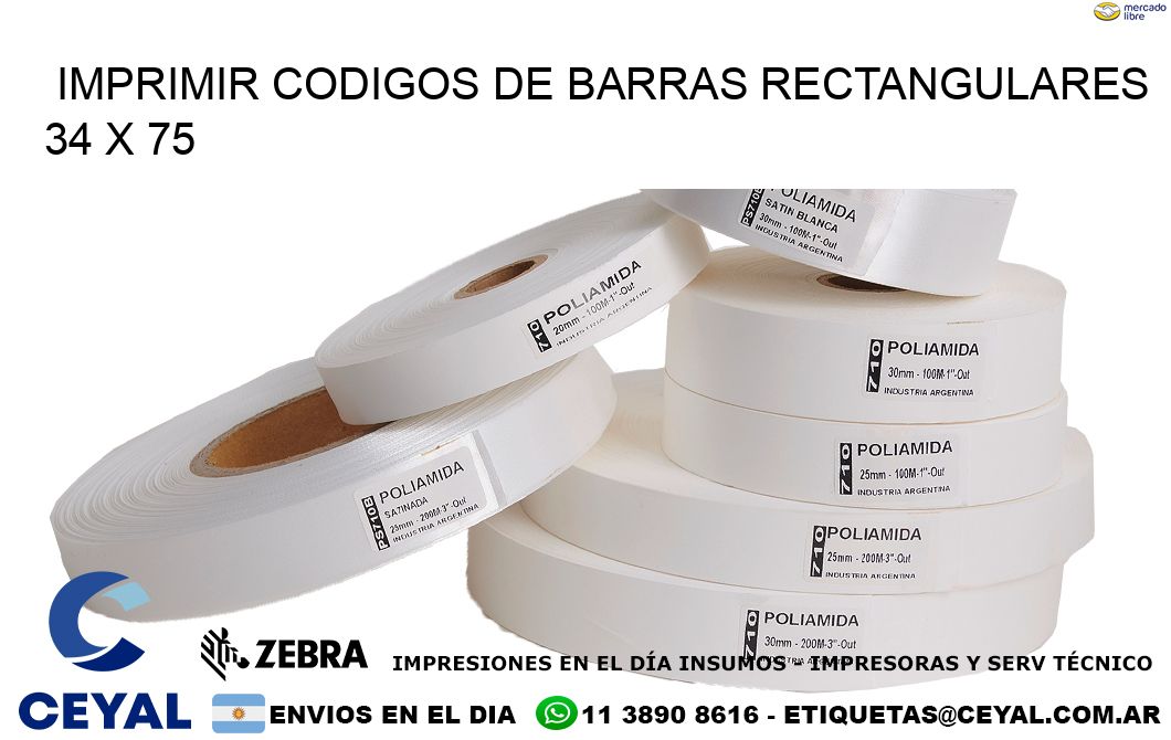 IMPRIMIR CODIGOS DE BARRAS RECTANGULARES 34 x 75