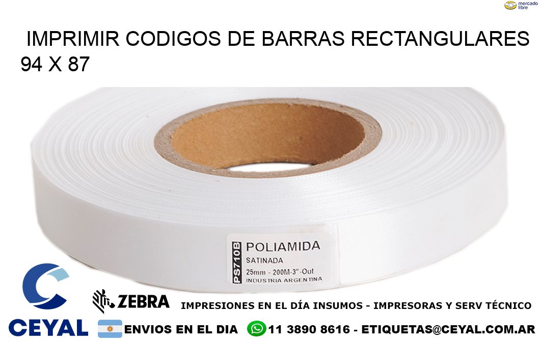 IMPRIMIR CODIGOS DE BARRAS RECTANGULARES 94 x 87