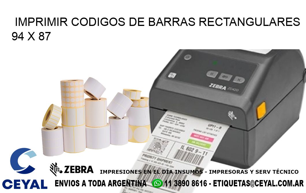 IMPRIMIR CODIGOS DE BARRAS RECTANGULARES 94 x 87
