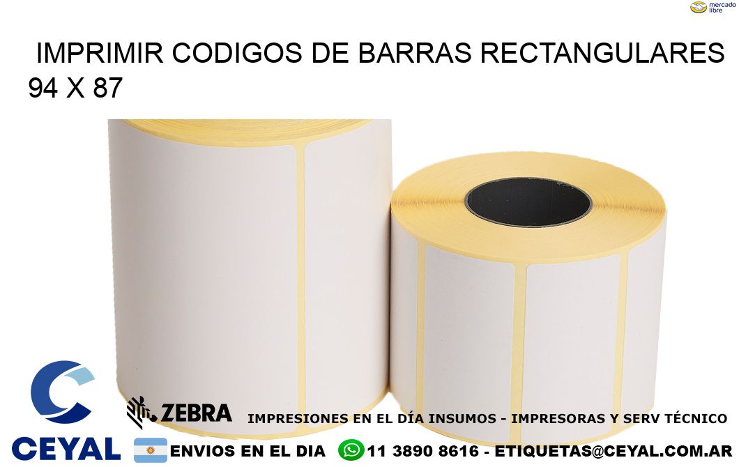 IMPRIMIR CODIGOS DE BARRAS RECTANGULARES 94 x 87