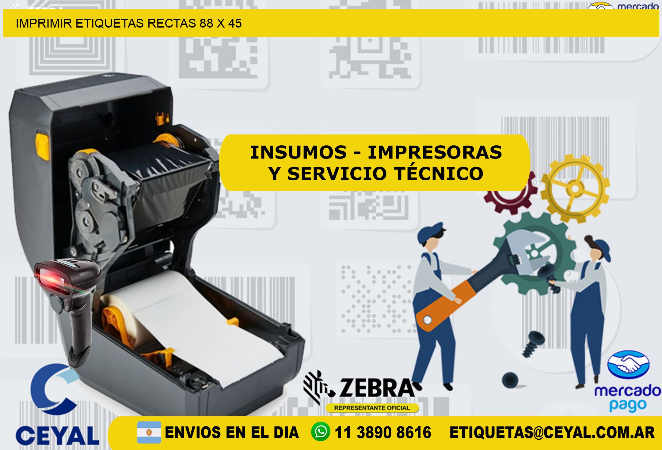 IMPRIMIR ETIQUETAS RECTAS 88 x 45