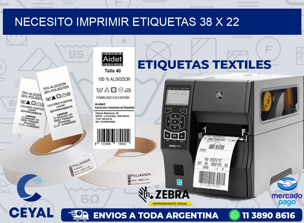 NECESITO IMPRIMIR ETIQUETAS 38 x 22