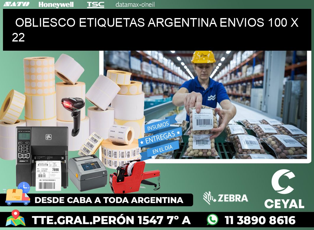 OBLIESCO ETIQUETAS ARGENTINA ENVIOS 100 x 22
