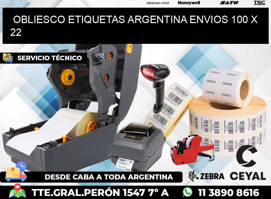 OBLIESCO ETIQUETAS ARGENTINA ENVIOS 100 x 22
