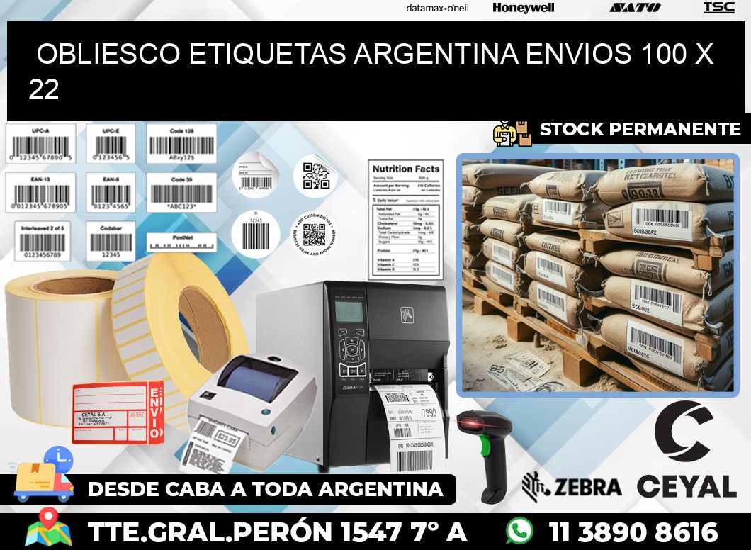 OBLIESCO ETIQUETAS ARGENTINA ENVIOS 100 x 22