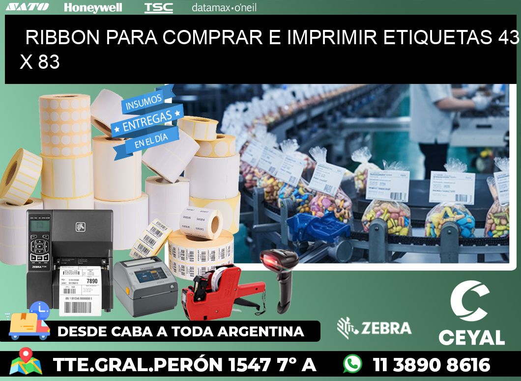 RIBBON PARA COMPRAR E IMPRIMIR ETIQUETAS 43 x 83