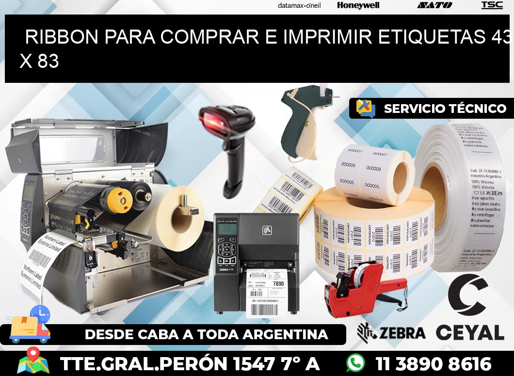 RIBBON PARA COMPRAR E IMPRIMIR ETIQUETAS 43 x 83