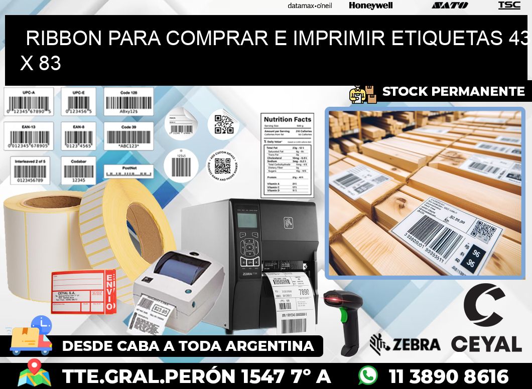 RIBBON PARA COMPRAR E IMPRIMIR ETIQUETAS 43 x 83