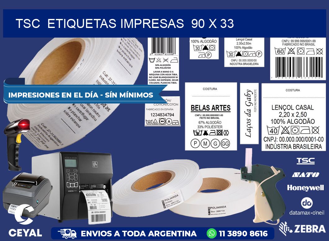 TSC ETIQUETAS IMPRESAS 90 x 33