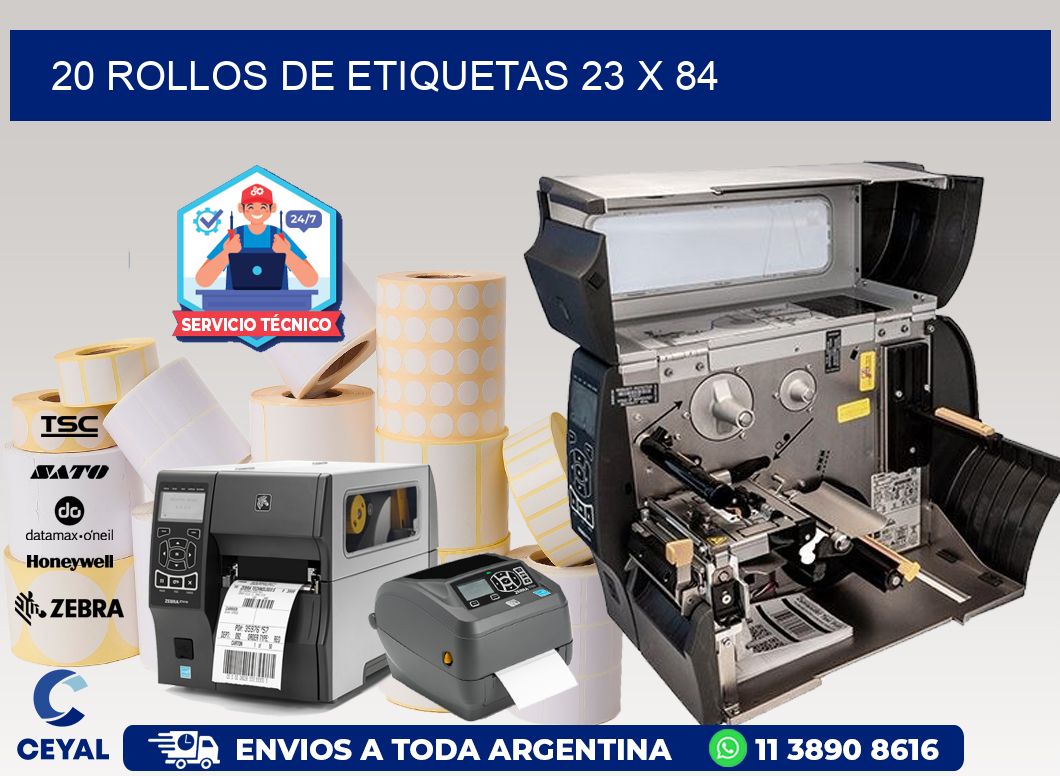 20 ROLLOS DE ETIQUETAS 23 x 84