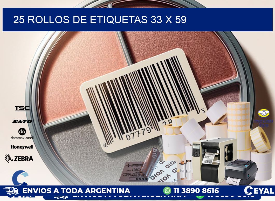 25 ROLLOS DE ETIQUETAS 33 x 59