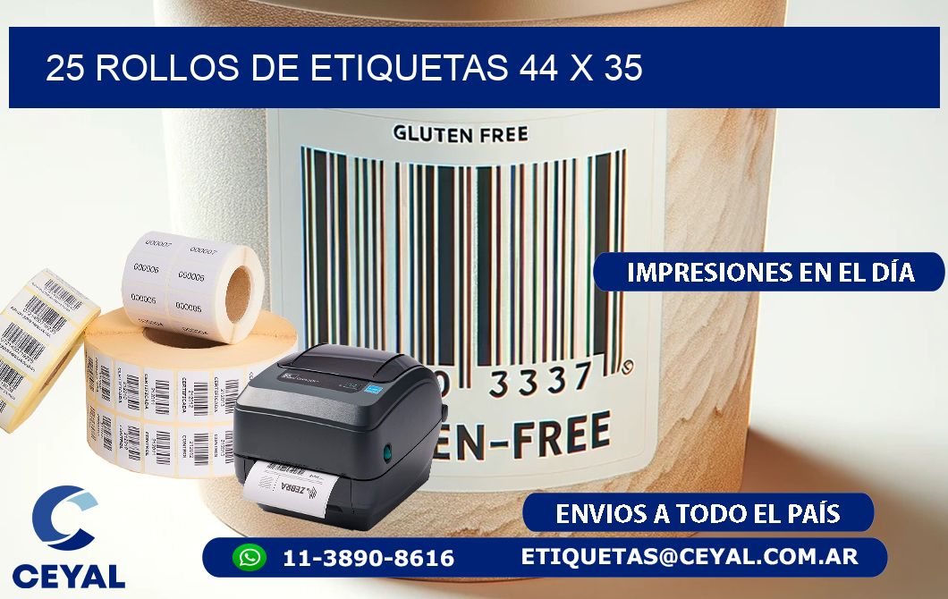 25 ROLLOS DE ETIQUETAS 44 x 35