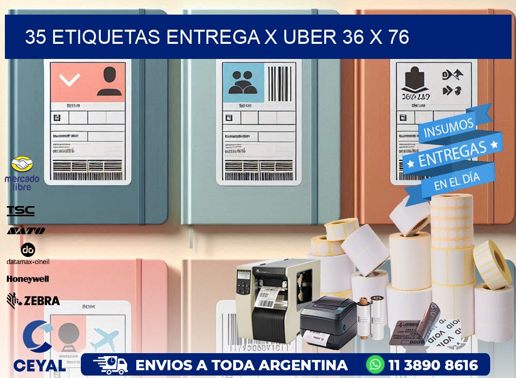 35 ETIQUETAS ENTREGA X UBER 36 x 76
