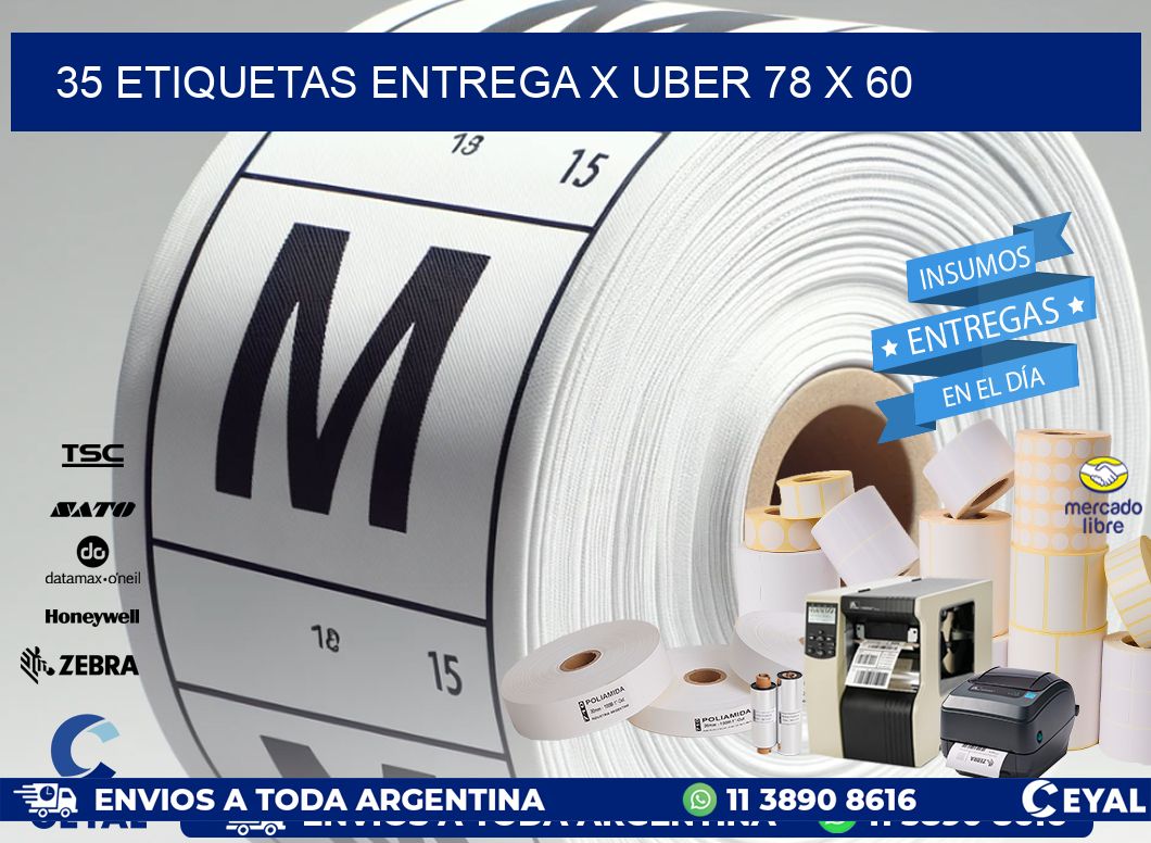 35 ETIQUETAS ENTREGA X UBER 78 x 60