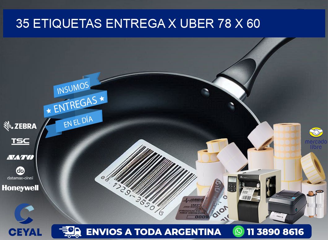 35 ETIQUETAS ENTREGA X UBER 78 x 60