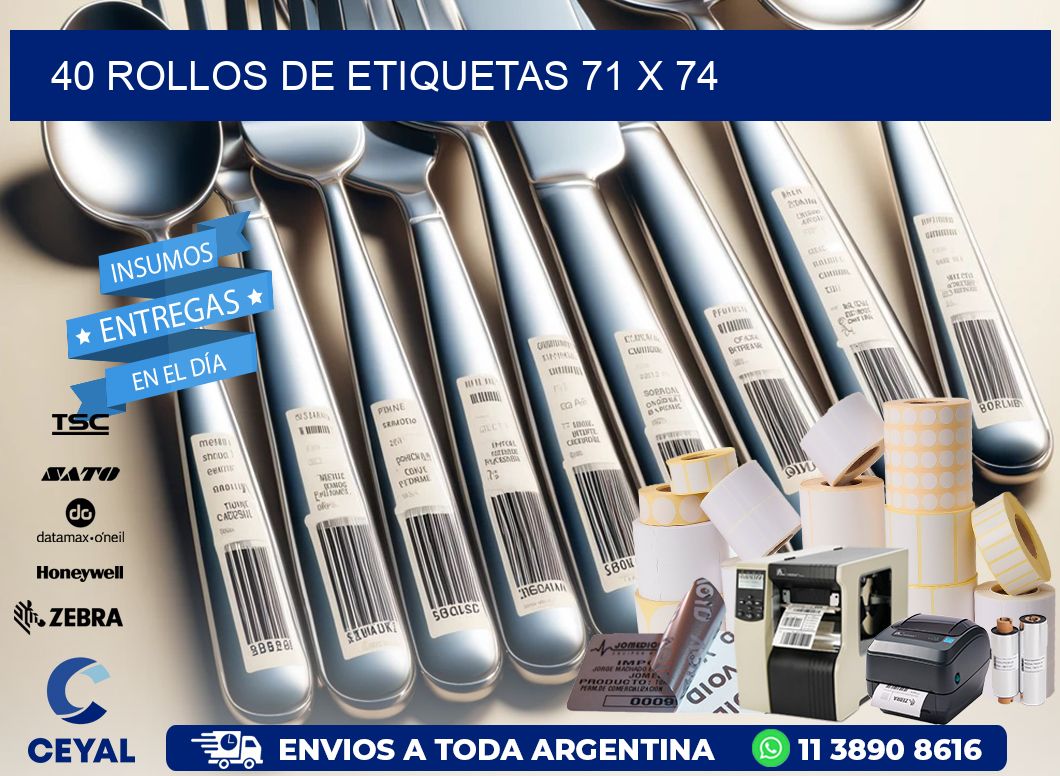40 ROLLOS DE ETIQUETAS 71 x 74