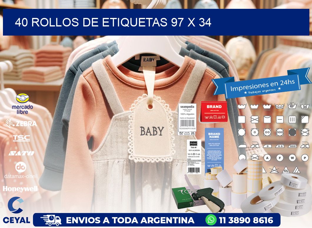 40 ROLLOS DE ETIQUETAS 97 x 34