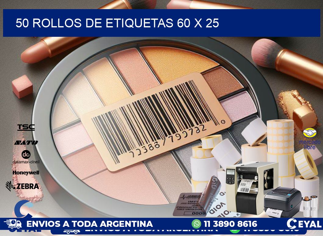 50 ROLLOS DE ETIQUETAS 60 x 25
