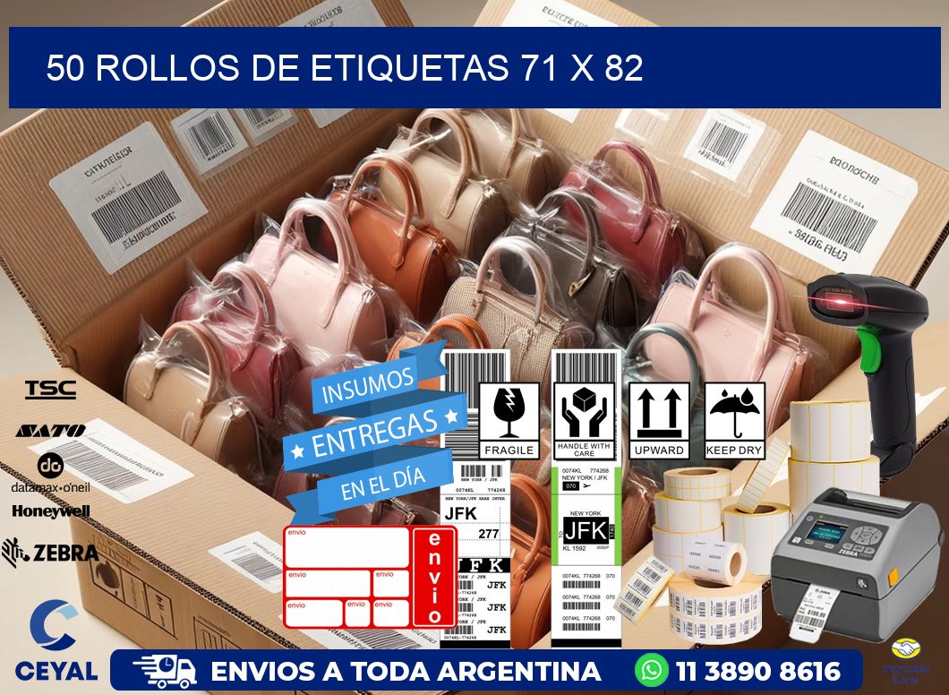 50 ROLLOS DE ETIQUETAS 71 x 82