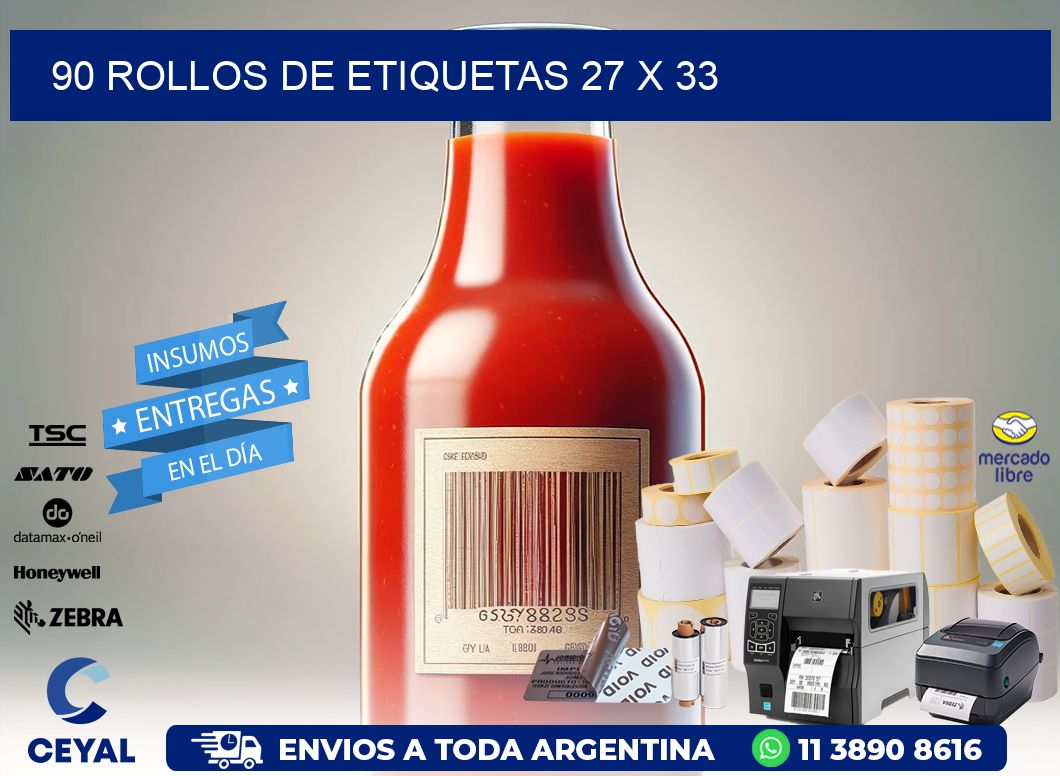 90 ROLLOS DE ETIQUETAS 27 x 33
