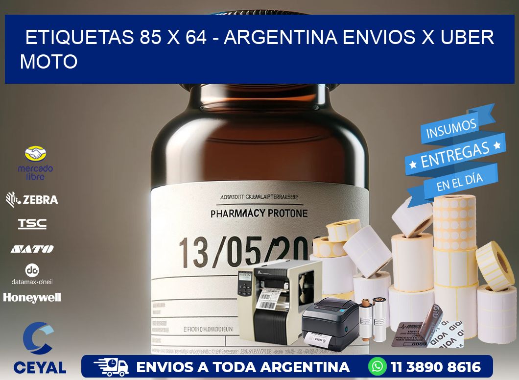 ETIQUETAS 85 x 64 – ARGENTINA ENVIOS X UBER MOTO