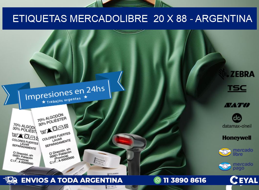 ETIQUETAS MERCADOLIBRE 20 x 88 - ARGENTINA