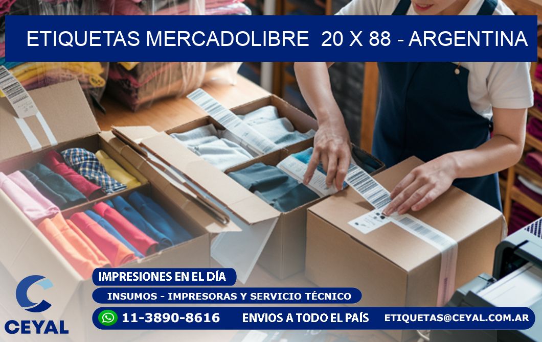 ETIQUETAS MERCADOLIBRE 20 x 88 - ARGENTINA