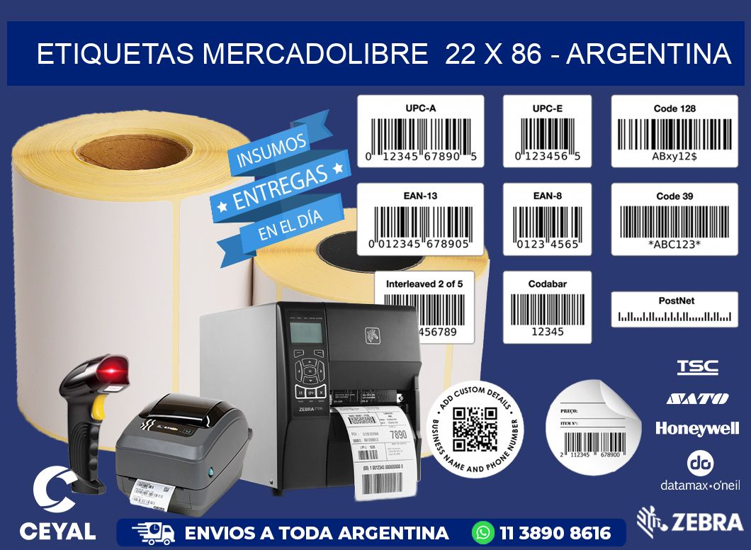 ETIQUETAS MERCADOLIBRE 22 x 86 - ARGENTINA