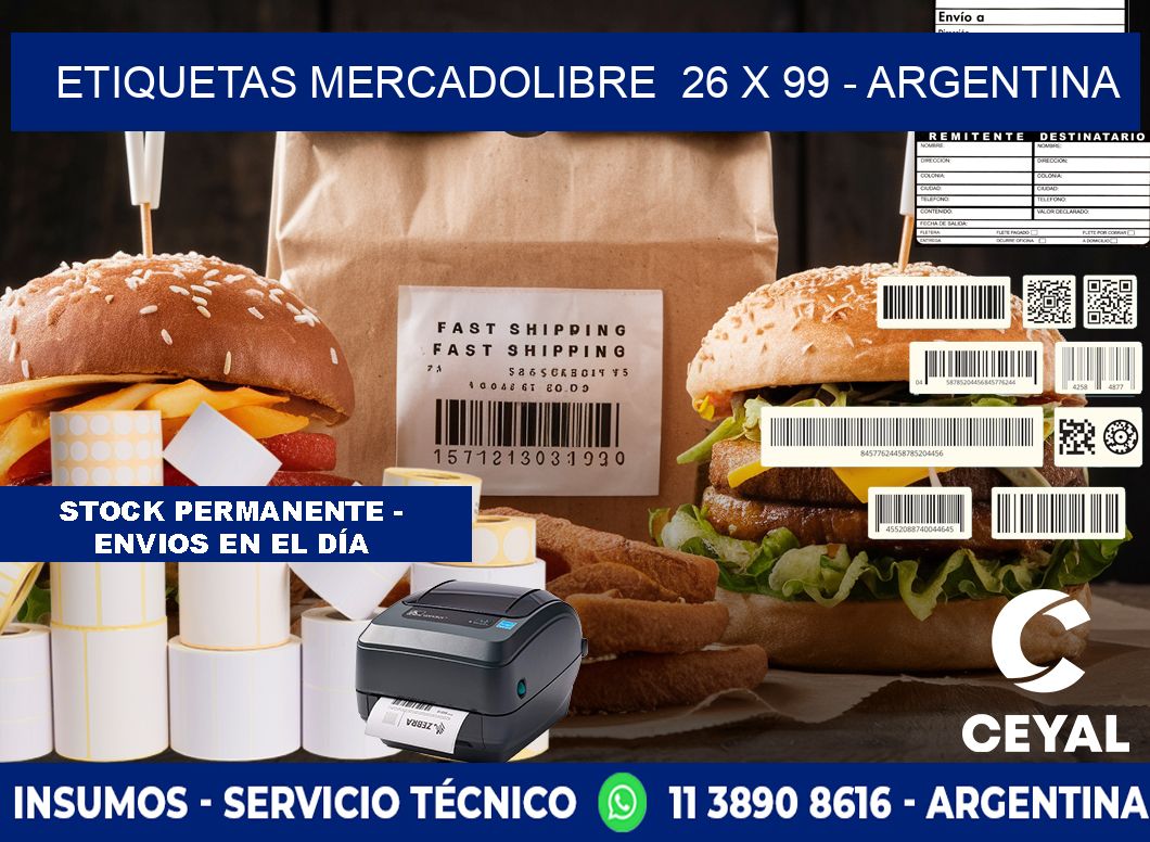 ETIQUETAS MERCADOLIBRE 26 x 99 - ARGENTINA