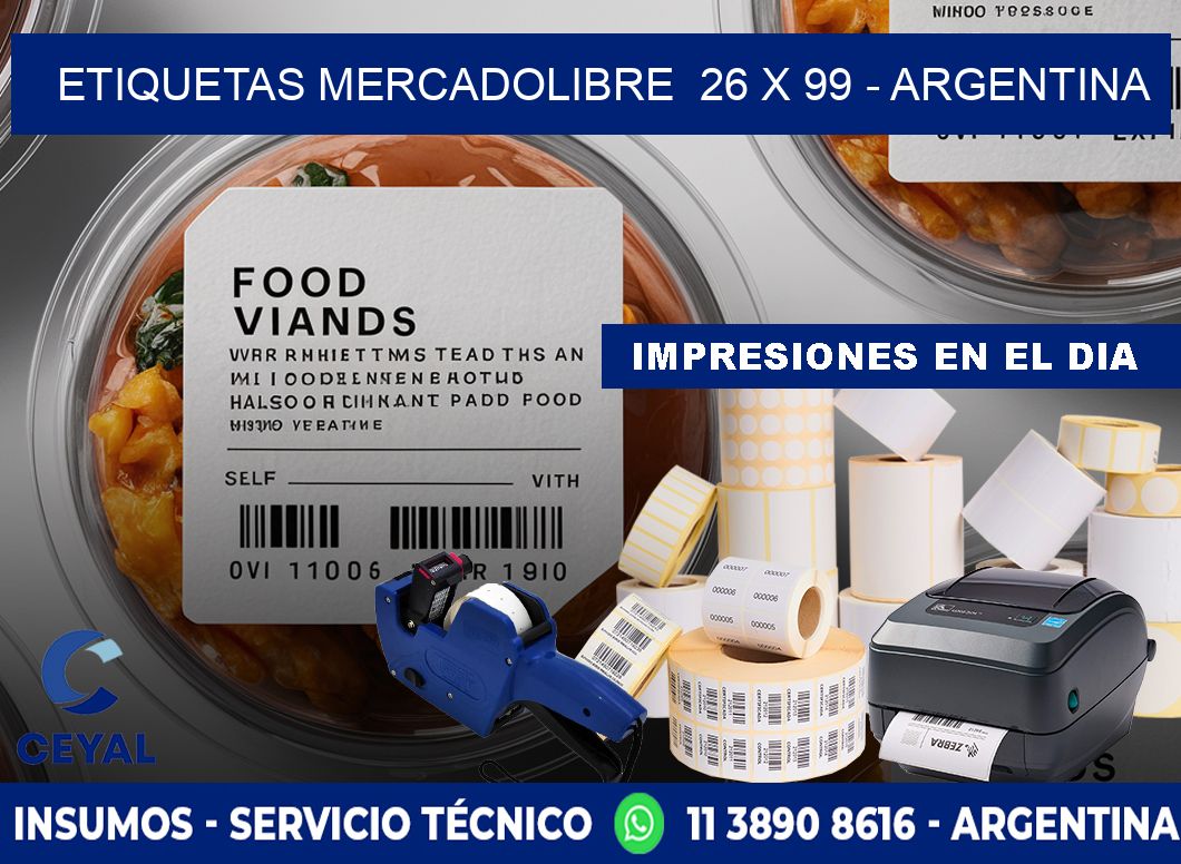 ETIQUETAS MERCADOLIBRE 26 x 99 - ARGENTINA